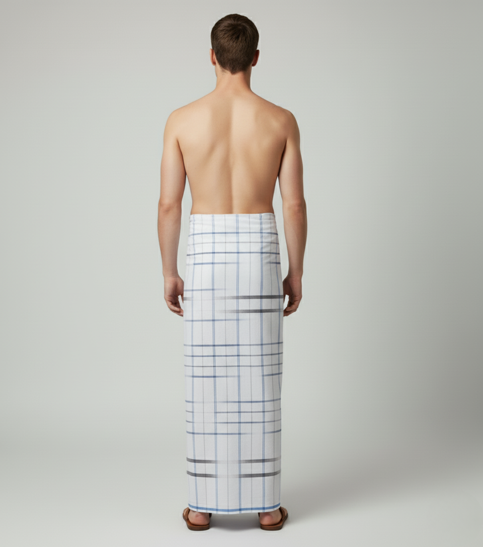 Gouri Collections Men’s 100% Cotton Checked Lungi | Multicolor, Soft & Breathable Traditional Lungi for Home Wear, Beach Wear & Casual Use | Free Size (HG00B_S)